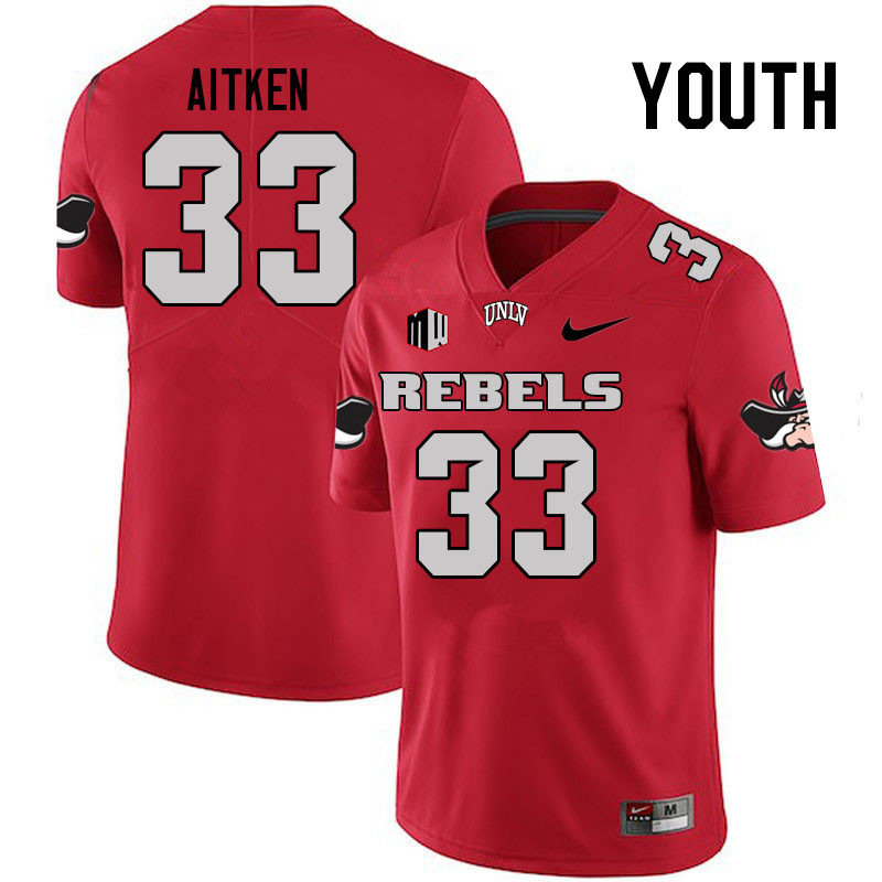 Youth #33 Tanner Aitken UNLV Rebels College Football Jerseys Stitched Sale-Scarlet - Click Image to Close
